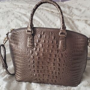 Elegant Crocodile-Embossed Brown copper handbag Brahmin Satchel